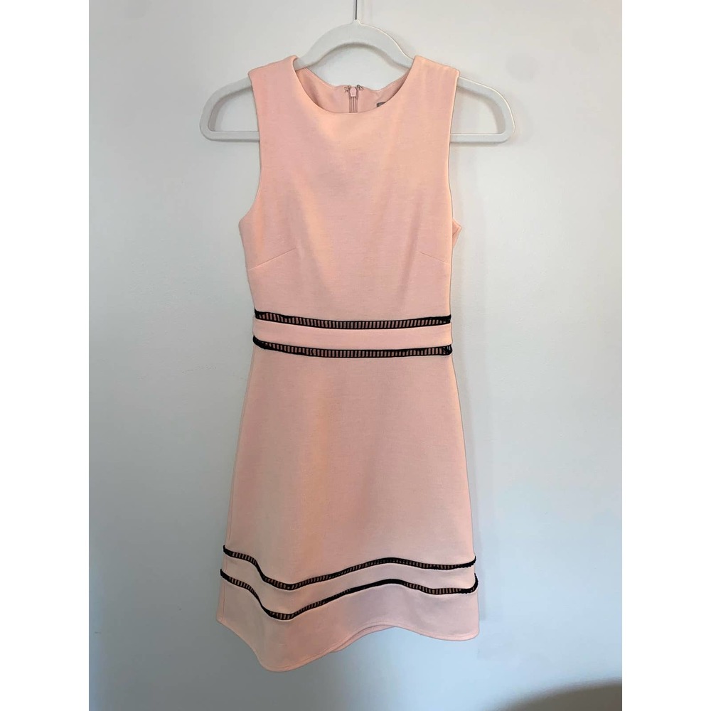 ASOS size 2 sleeveless pink midi dress cut out detail 0038